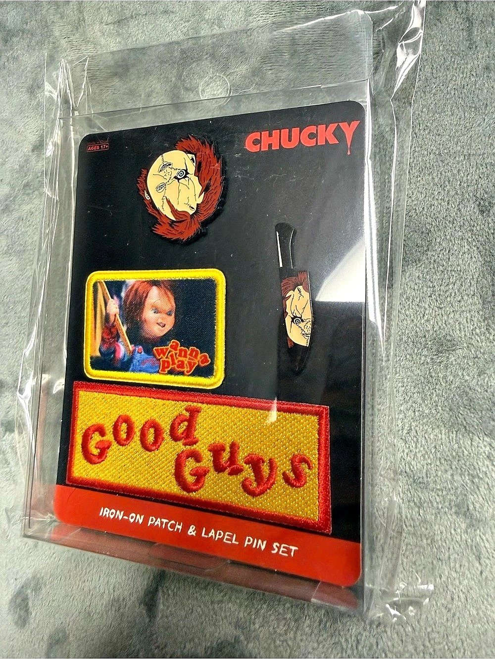 Chucky Good Guys Iron-On Patch & Lapel Pin Set